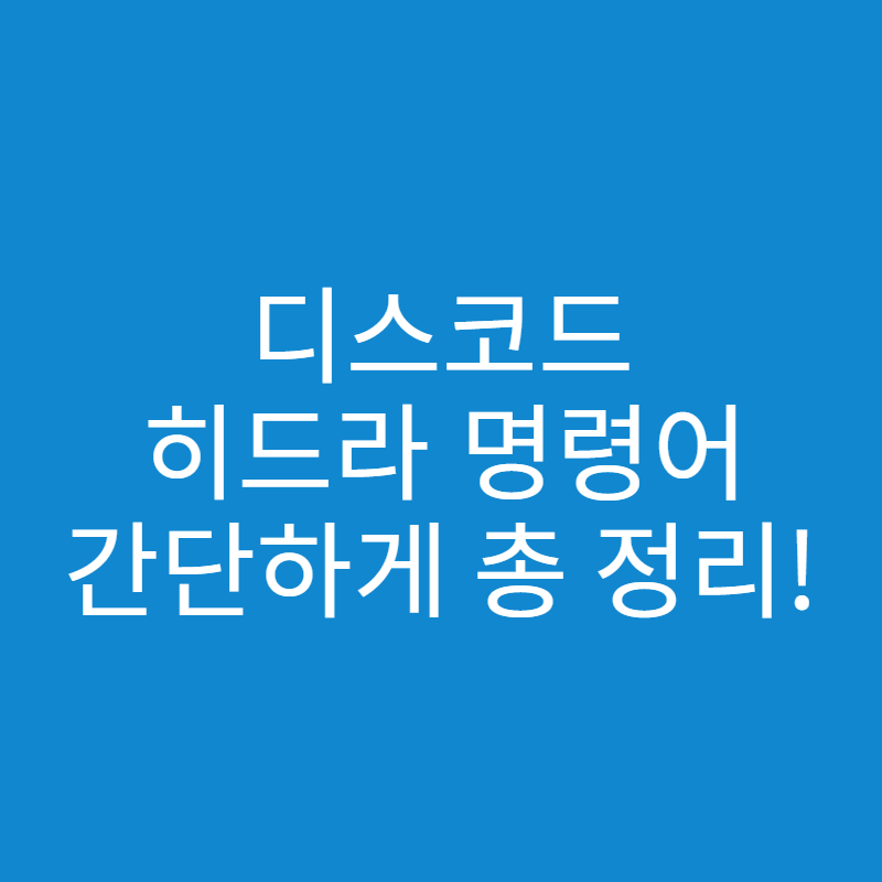  디스코드 히드라 명령어 총 정리