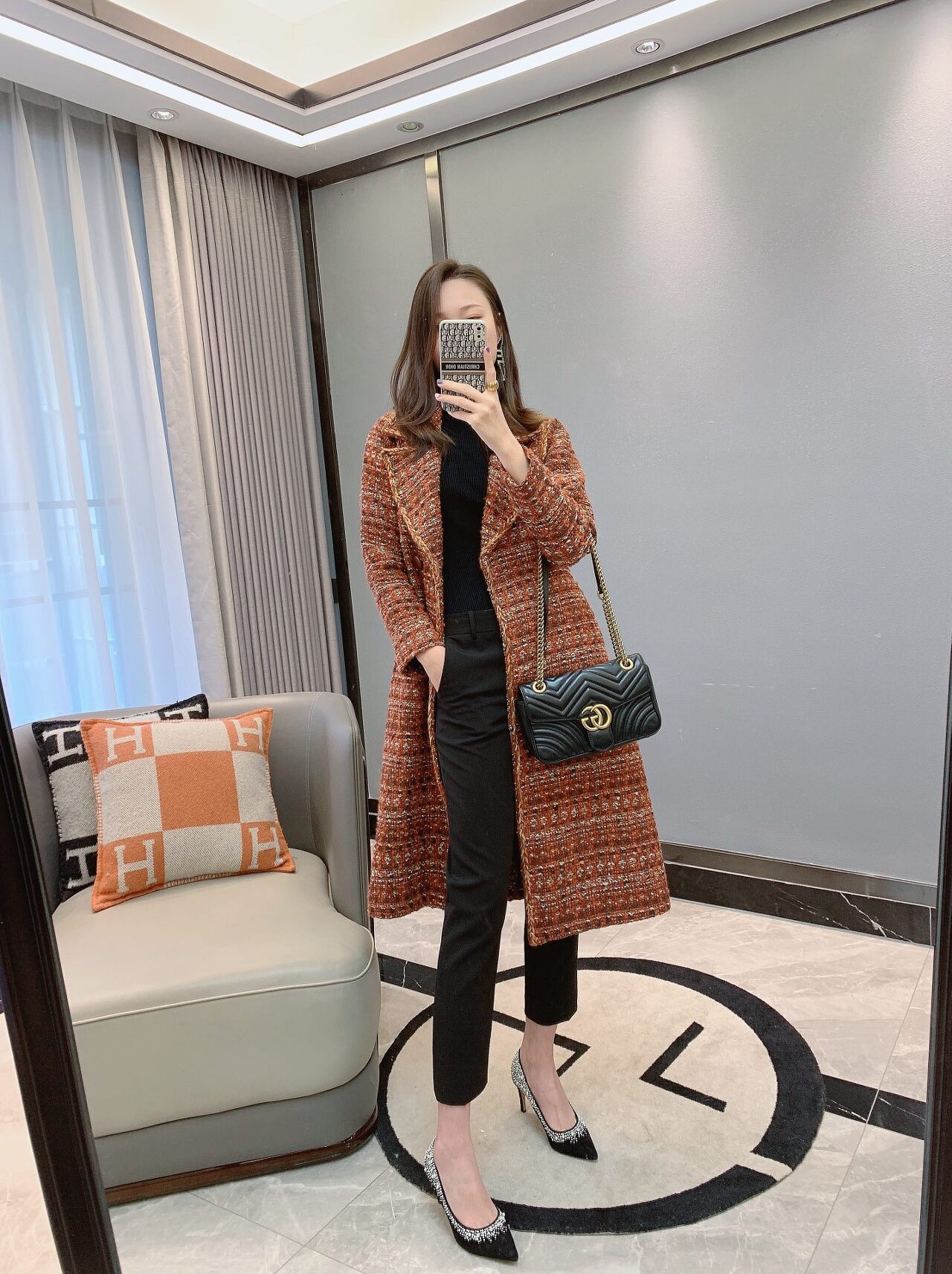  [CHANEL] 샤넬 트위드 더블 코트 자켓