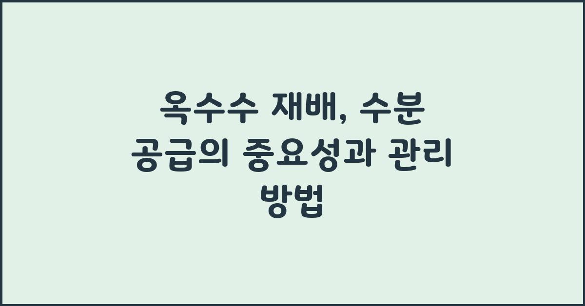 옥수수 재배: 수분 공급의 중요성