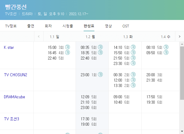 빨간풍선 재방송시간 등장인물 줄거리