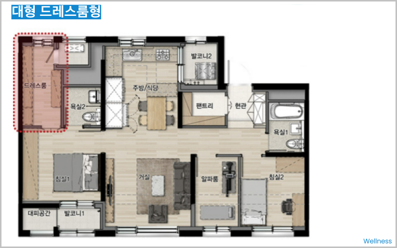 55㎡ 대형 드레스룸형 평면이미지