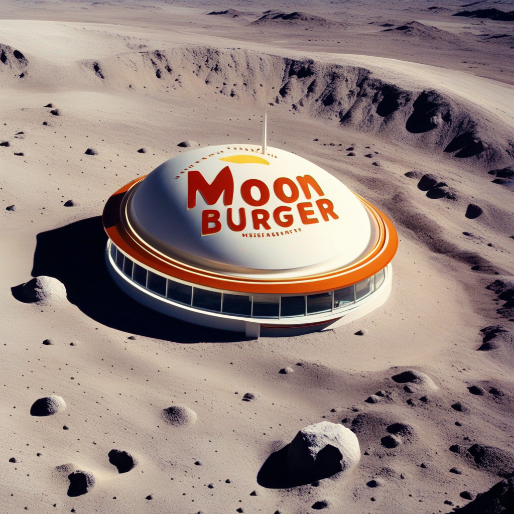 SDXL 0.9 - A fast food restaurant on the moon with name &ldquo;Moon Burger&rdquo; - base+refiner