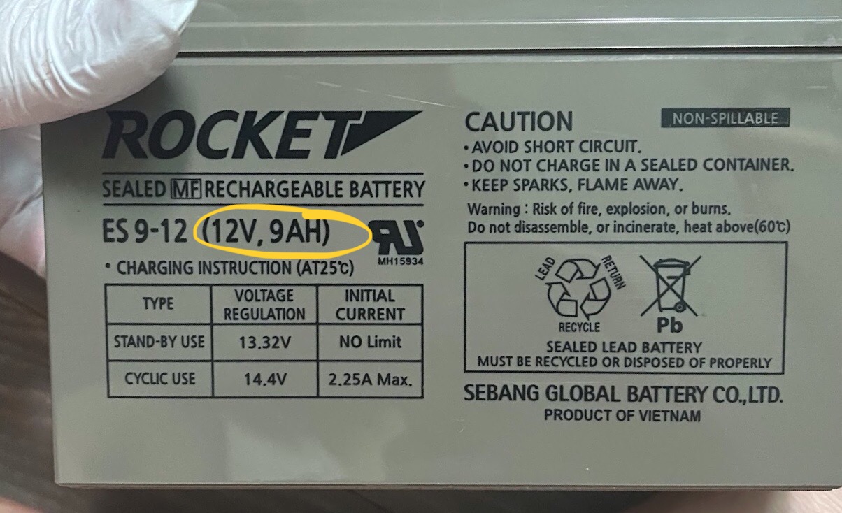 12v 9Ah짜리 배터리