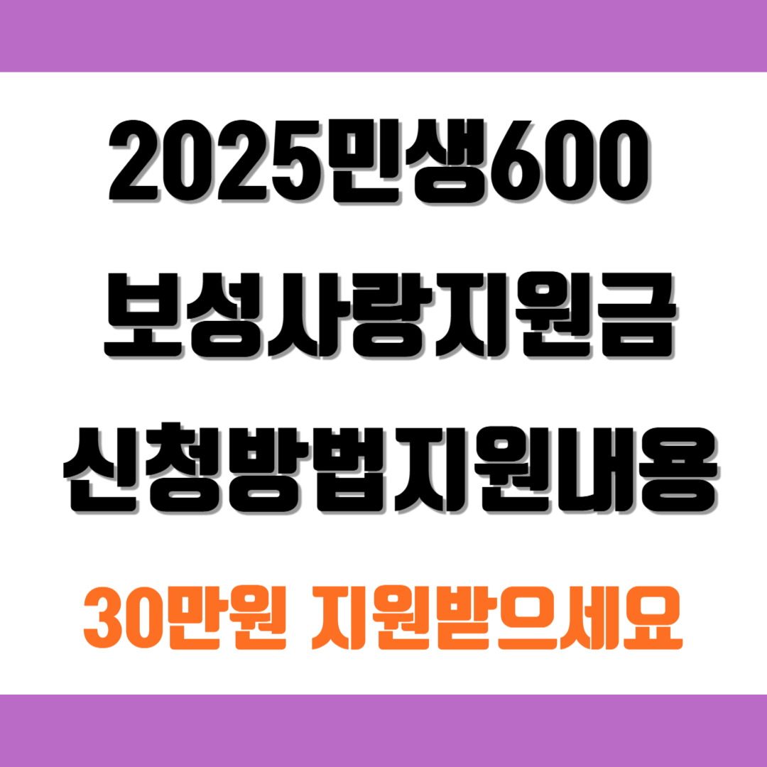 2025 민생600 보성사랑지원금 신청방법,지원내용 총정리