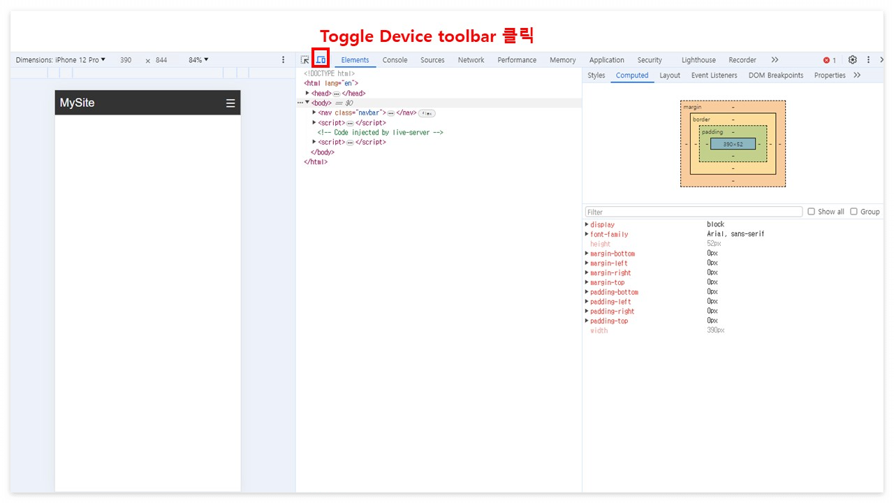 toggle device toolbar