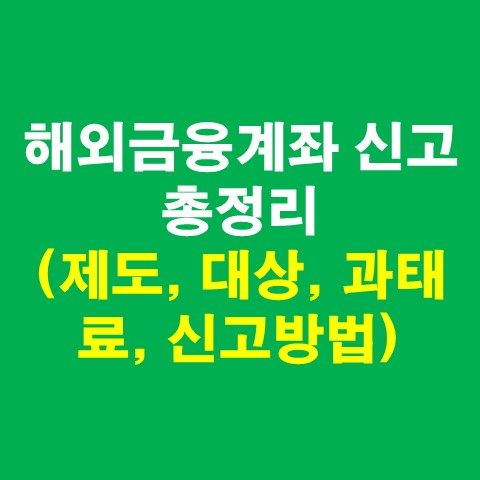  해외금융계좌 신고 총정리(제도, 대상, 과태료, 신고방법)