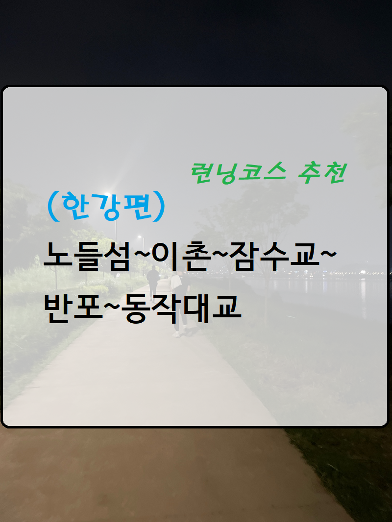  한강 런닝(러닝)코스 추천 :: 노들섬~이촌~잠수교~반포~동작대교