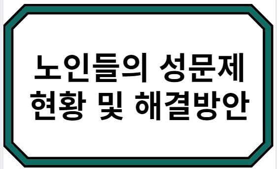 노인들의 성문제 현황 및 해결방안