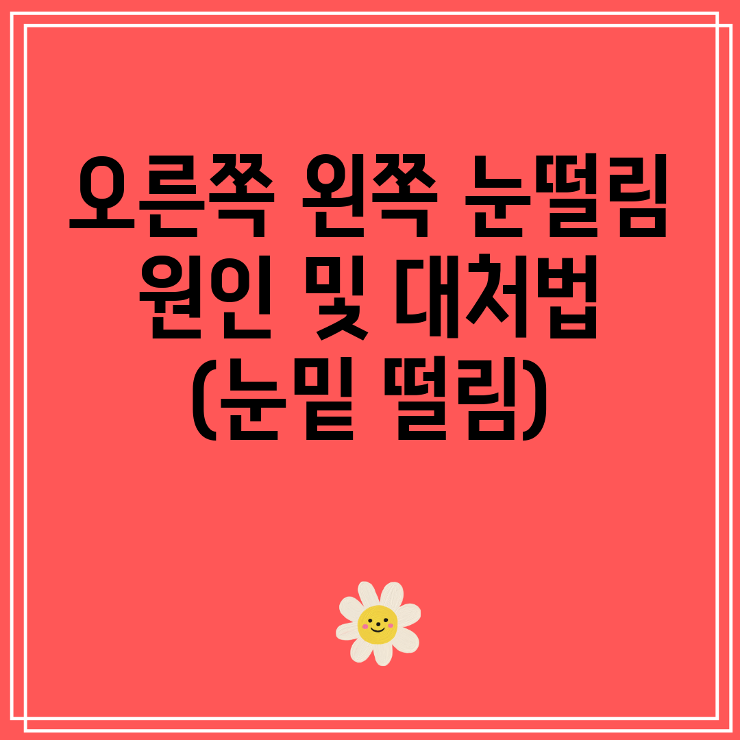 오른쪽왼쪽눈떨림원인및대처법(눈밑떨림)