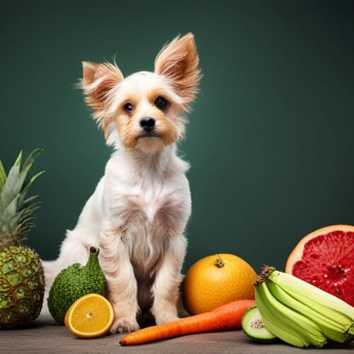 강아지와 과일