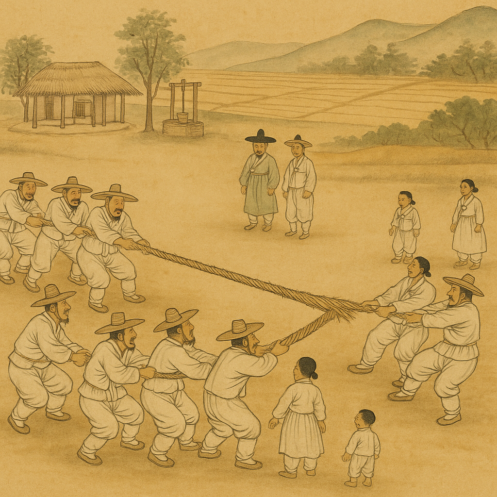 기지시 줄다리기의 기원은 조선 후기 (마을의 풍년과 안녕을 기원)