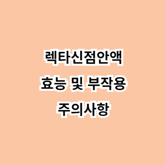 렉타신점안액 효능-부작용-주의사항