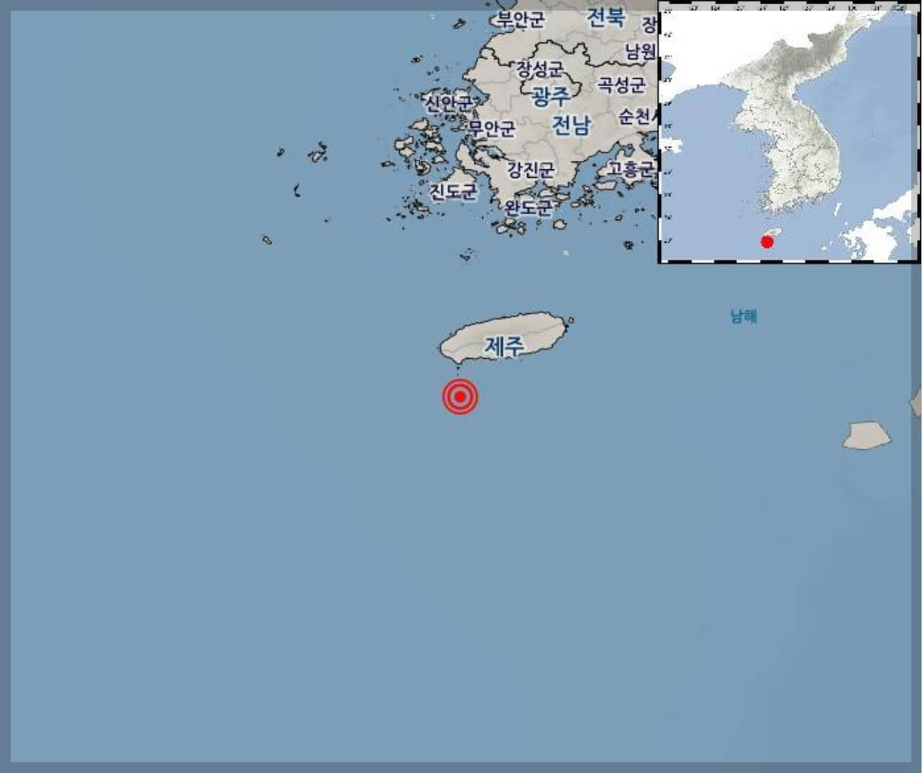 제주도 서귀포 남서쪽 지진 발생