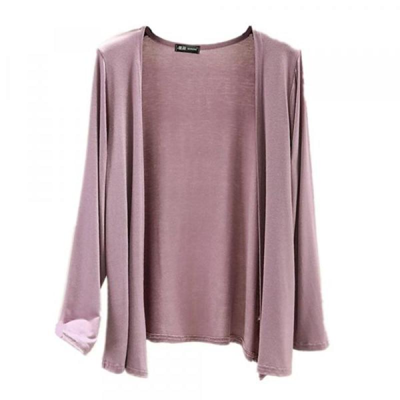 Coat Morandi 2021 Soft SOLID Lithe Summer Modal QW Female Cotton Makuluya Sweater Sleeved Spring Car