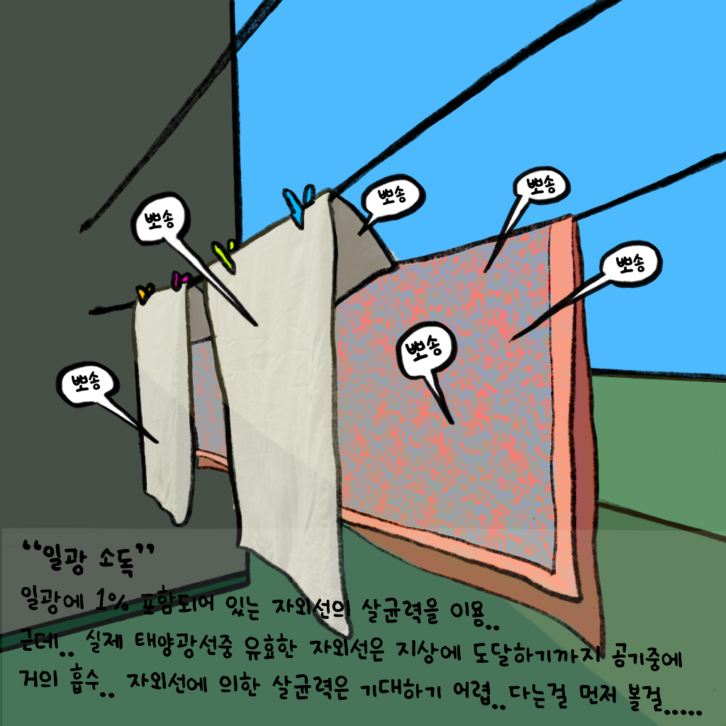  일광 소독 ( 일광 건조 ) - 태양 자외선 살균 효과
