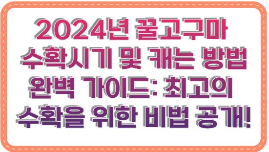 2024년 꿀고구마 수확시기 및 캐는 방법 완벽 가이드: 최고의 수확을 위한 비법 공개!