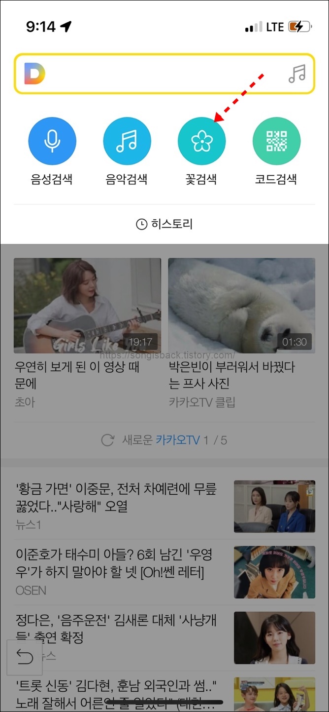 모바일 다음 꽃검색기 