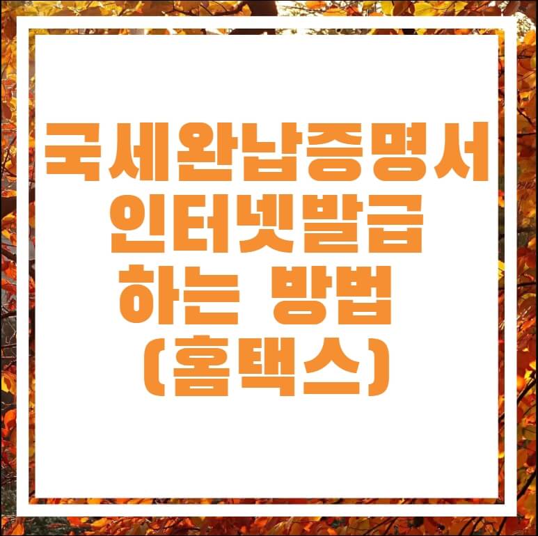 국세완납증명서 인터넷발급 하는 방법(홈택스) 국세완납증명서 인터넷발급 하는 방법(홈택스)