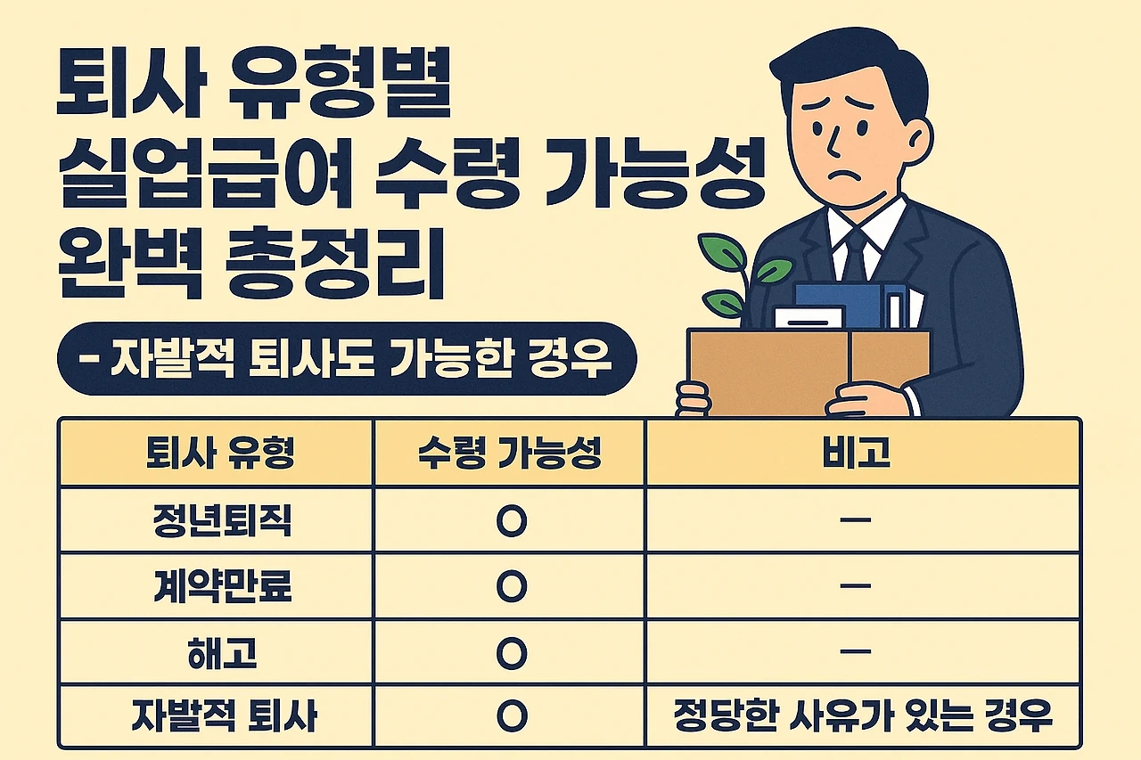 퇴사 유형별 실업급여 수령 가능성 완벽 총정리 - 자발적 퇴사도 가능한 경우