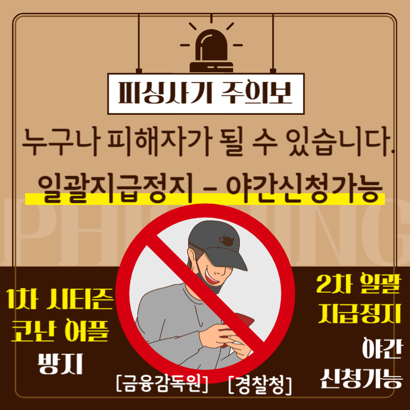  보이스피싱 당했을때 1차 시티즌코난 어플로 방지 2차 일괄지급정지 - 야간신청가능