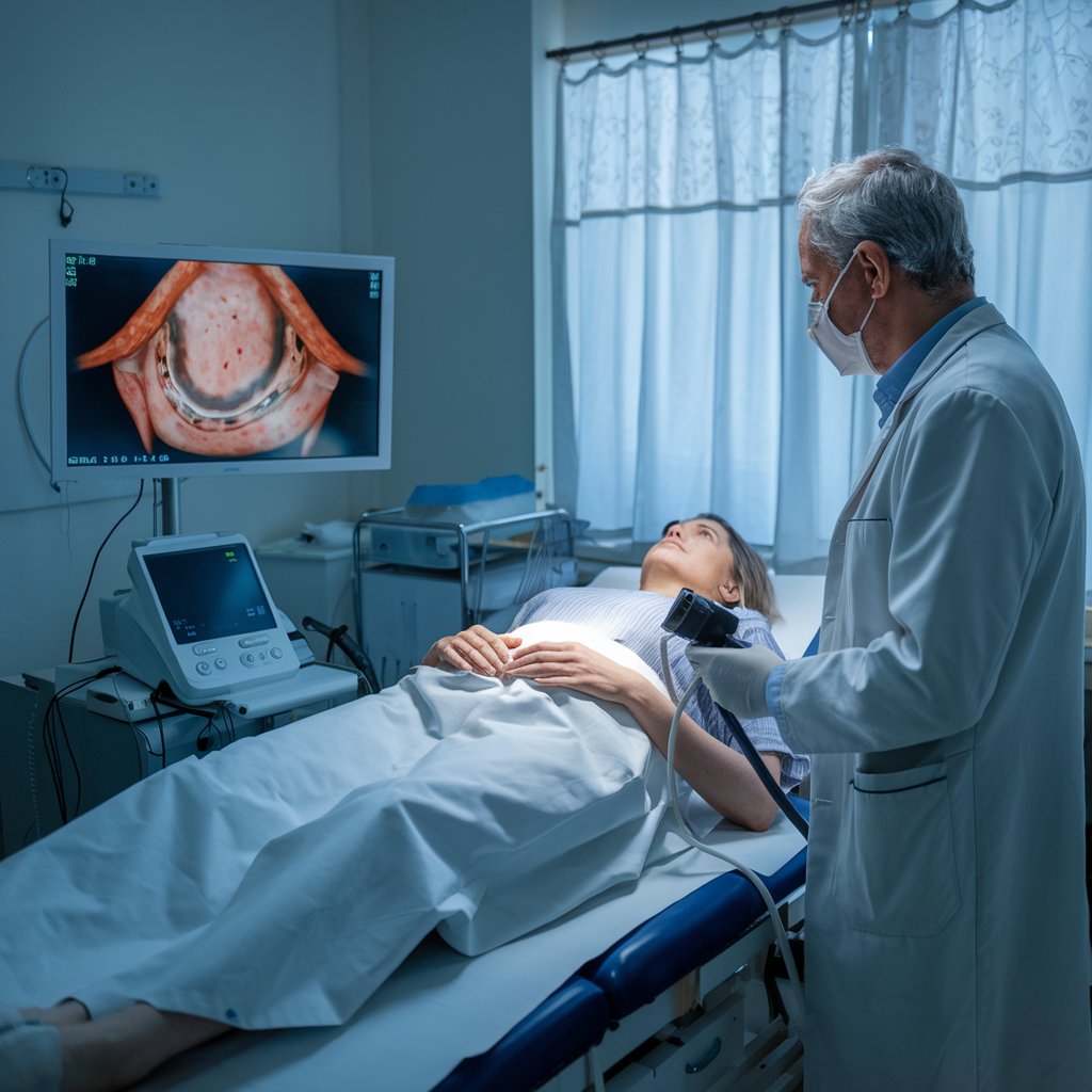 A patient undergoing endoscopy for atrophic gastritis diagnosis