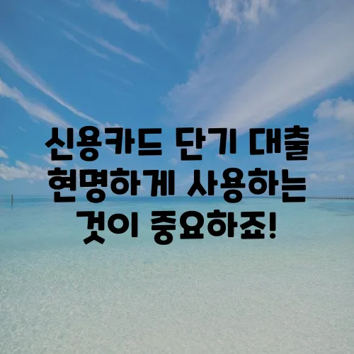 신용카드 단기 대출 현명하게 사용하는 것이 중요하죠!