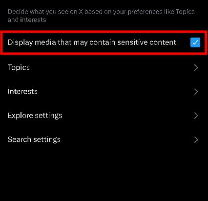 Display media that may contain sensitive content 체크