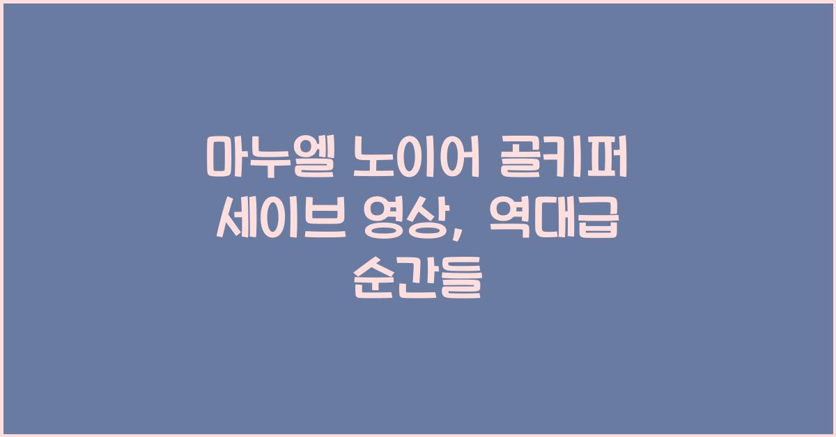 마누엘 노이어 골키퍼 세이브 영상
