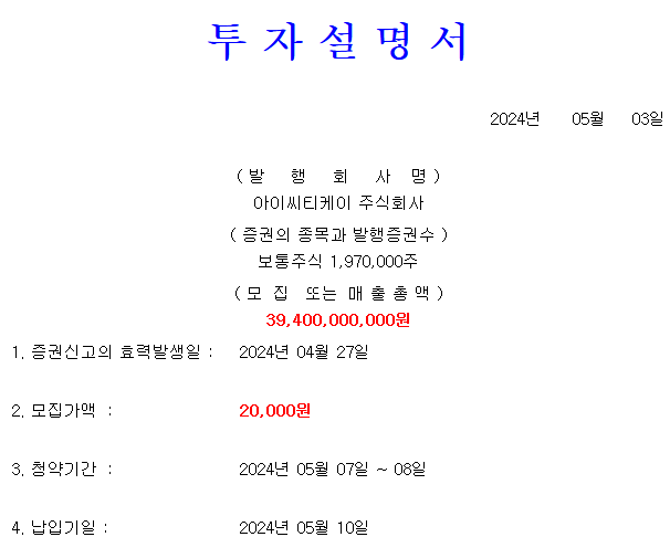 아이씨티케이 공모가