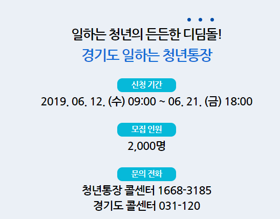  경기도 일하는 청년통장 2019년도 자격 및 신청방법
