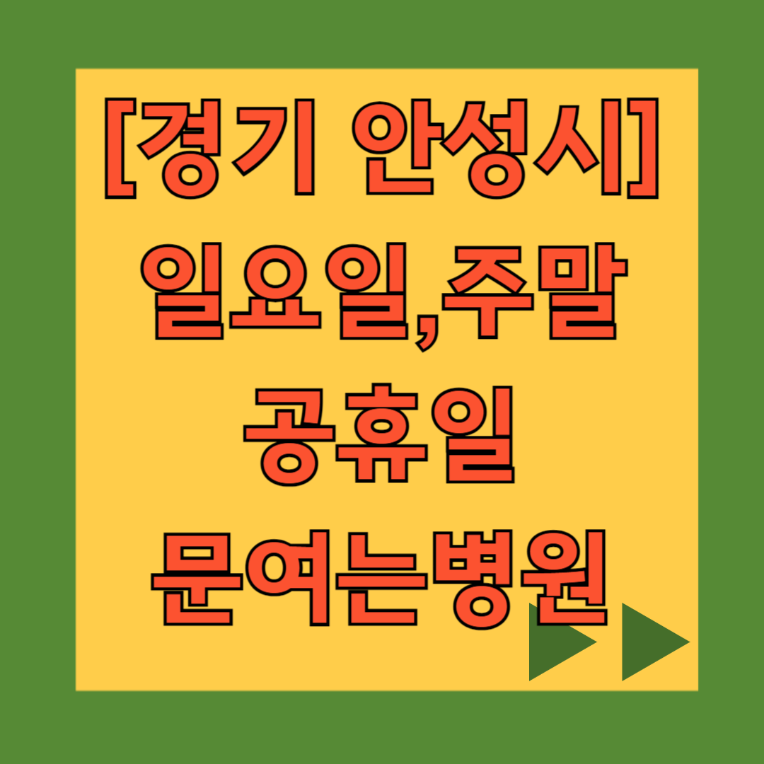 안성시 일요일 문 여는 병원 목록, 주말 공휴일 진료 병원 찾기, 24시 영업 약국