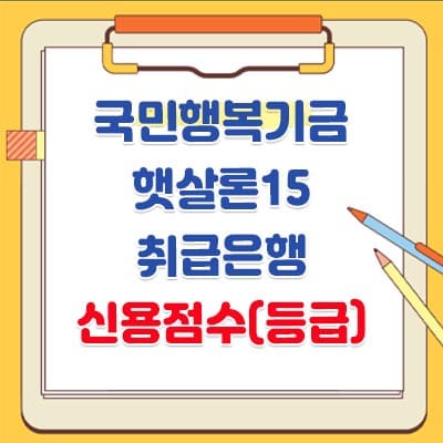 햇살론15 취급은행 국민행복기금 보증 지원내용, 신용점수(등급)