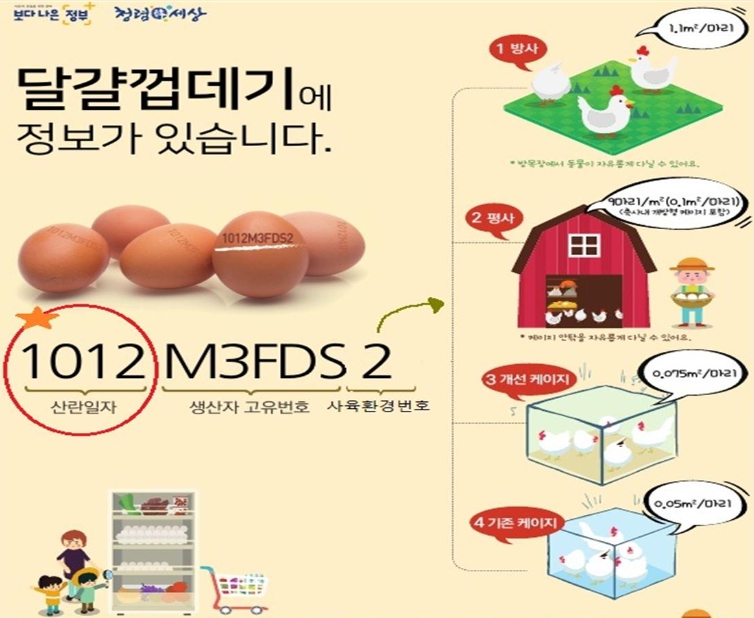  계란 껍질에 적힌 번호의 뜻 (난각번호)