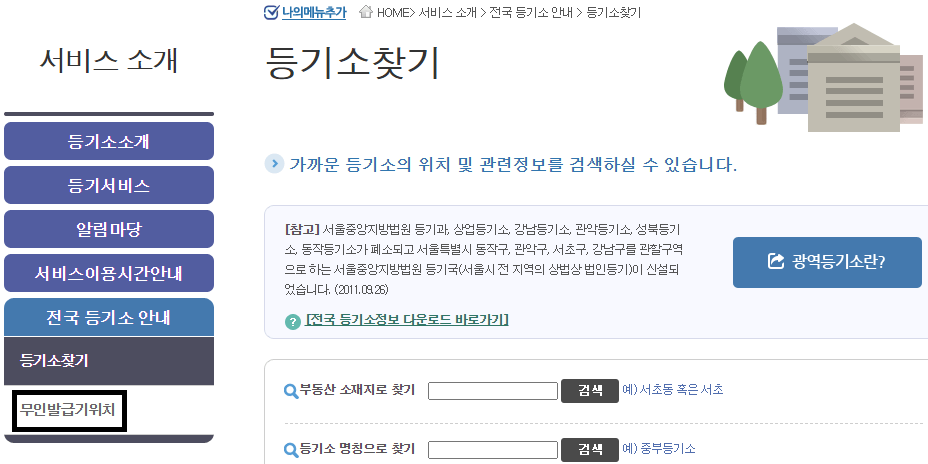 무인 출력 장치의 위치