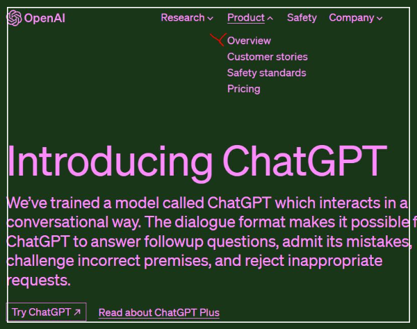 녹색 배경 ChatGP 설명 작성 목록 홈 페이지 화면