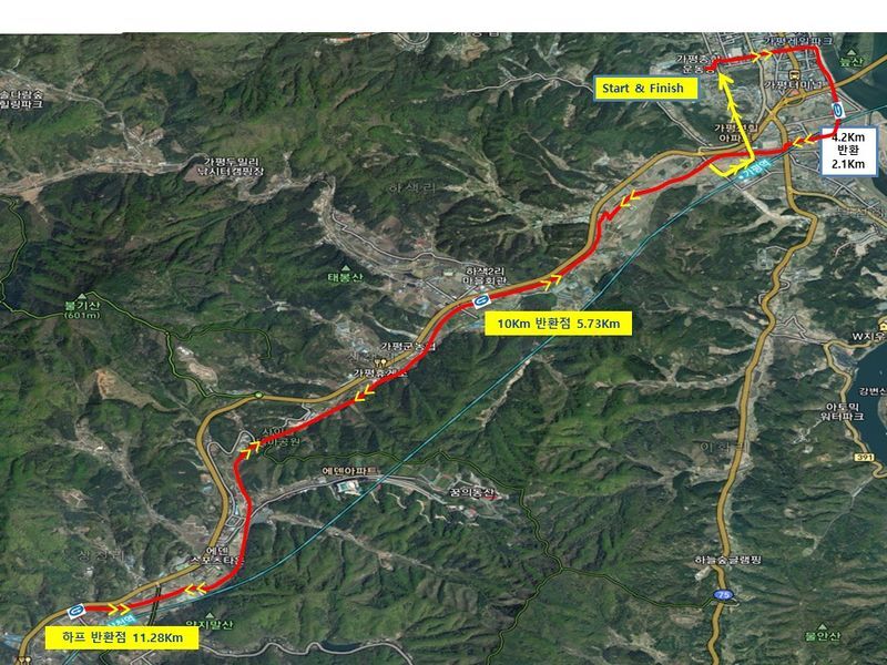 제16회 가평 자라섬 전국 마라톤 대회 코스맵