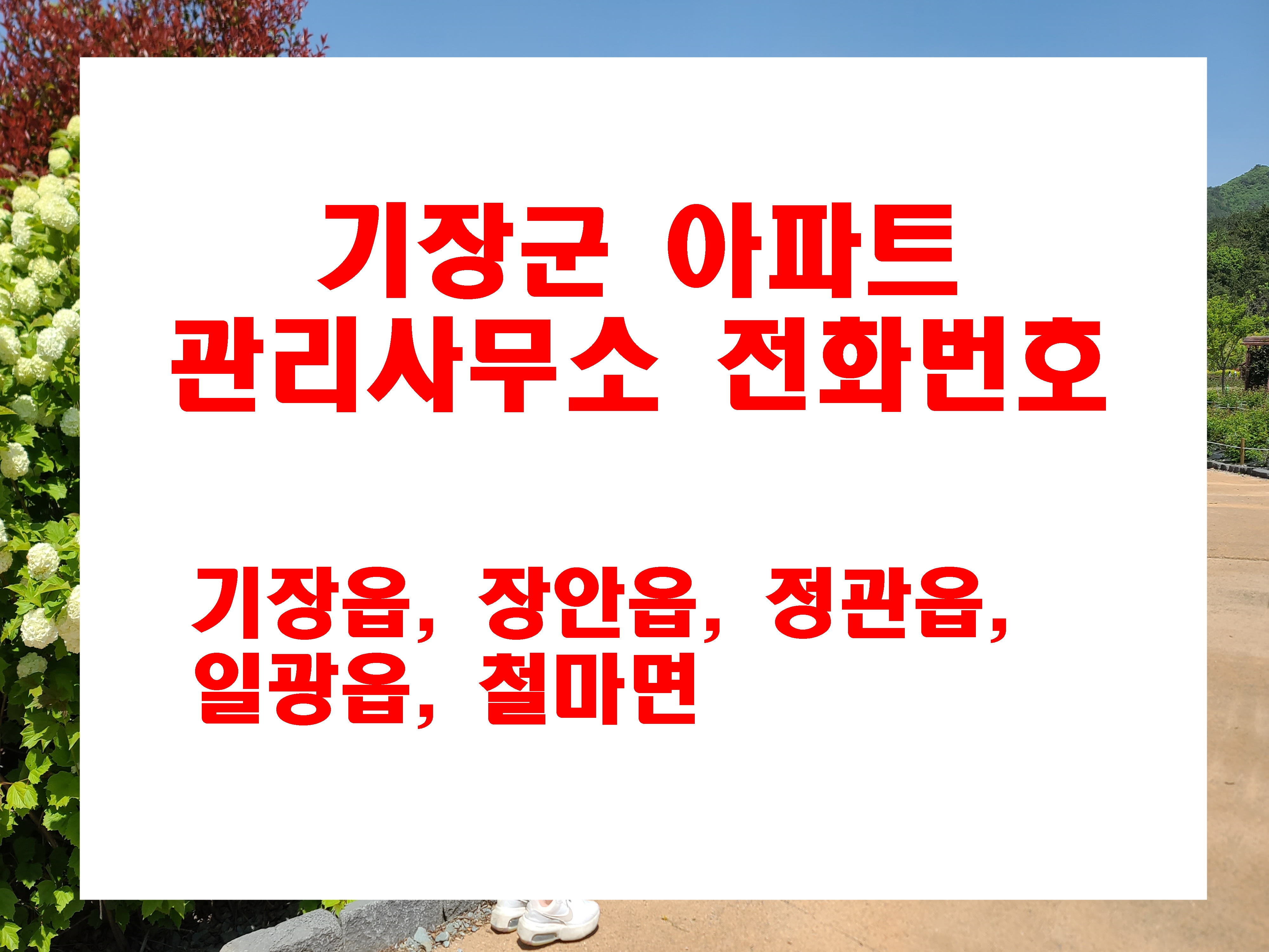  기장군 기장읍 장안읍 정관읍 일광읍 철마면 아파트 관리사무소 전화번호 및 주소