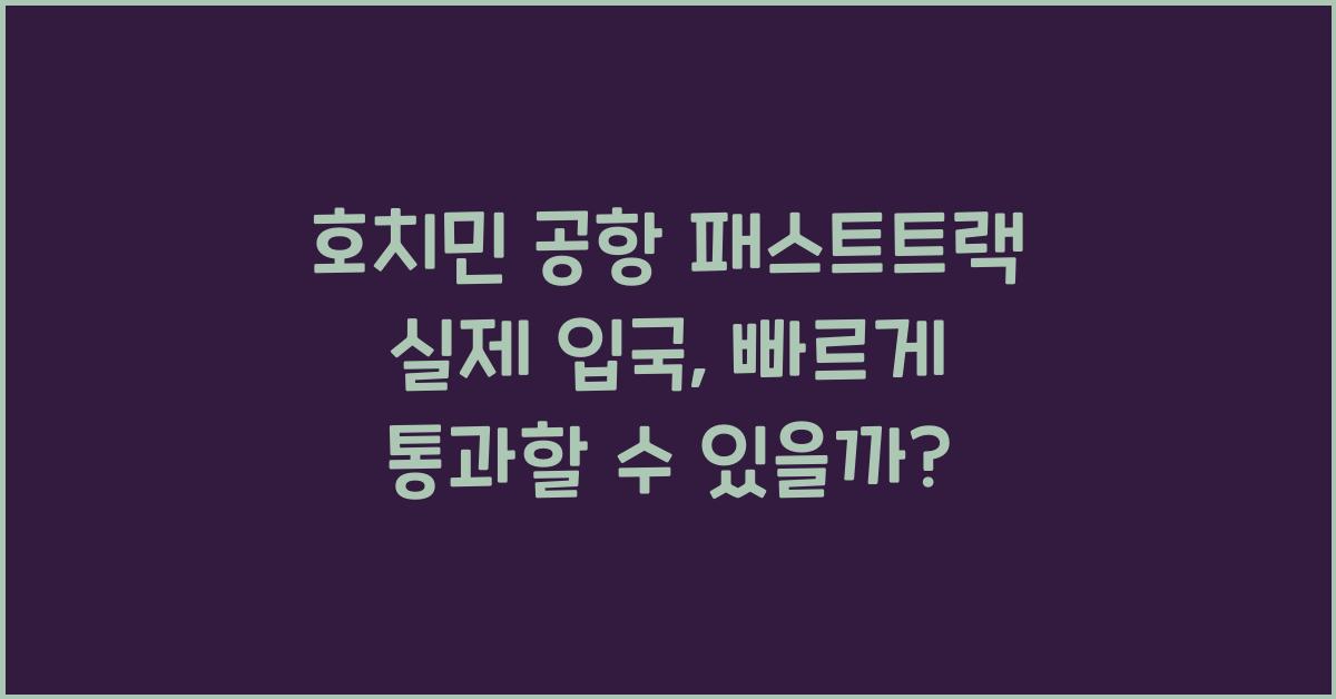 호치민 공항 패스트트랙 실제 입국