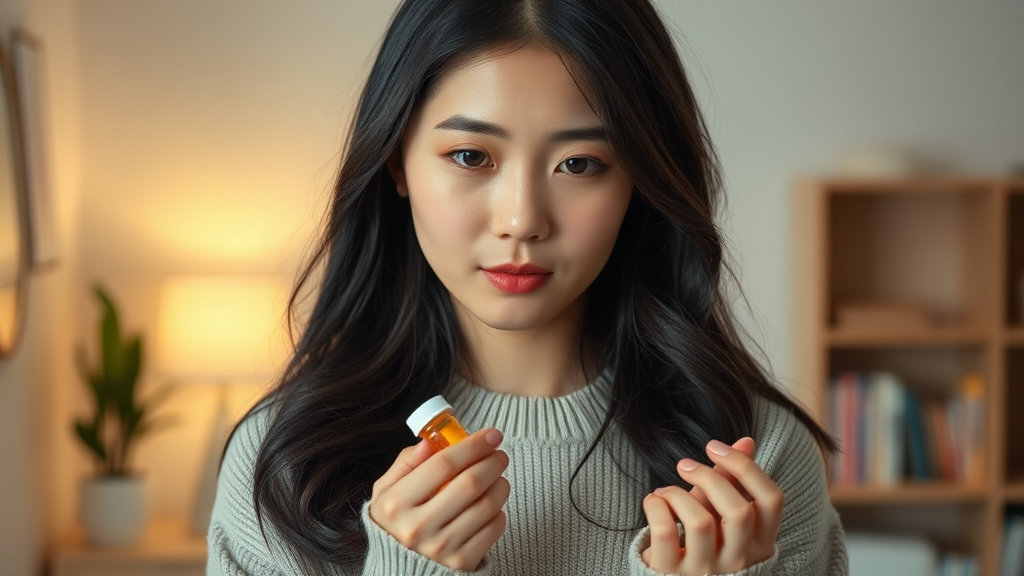 약통을 들고 고민하는 여성