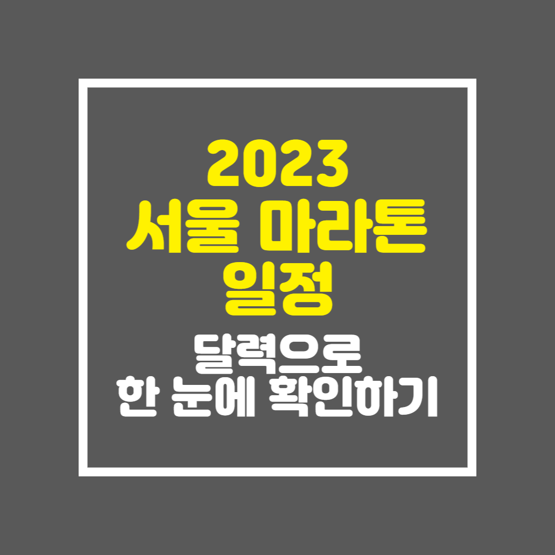 2023 서울 마라톤 일정