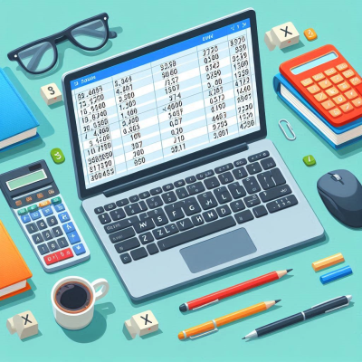 스프레드시트를 다루고 있는 남성.