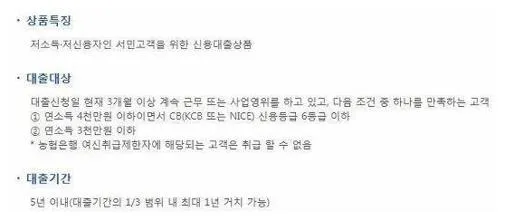 새희망홀씨대출자격