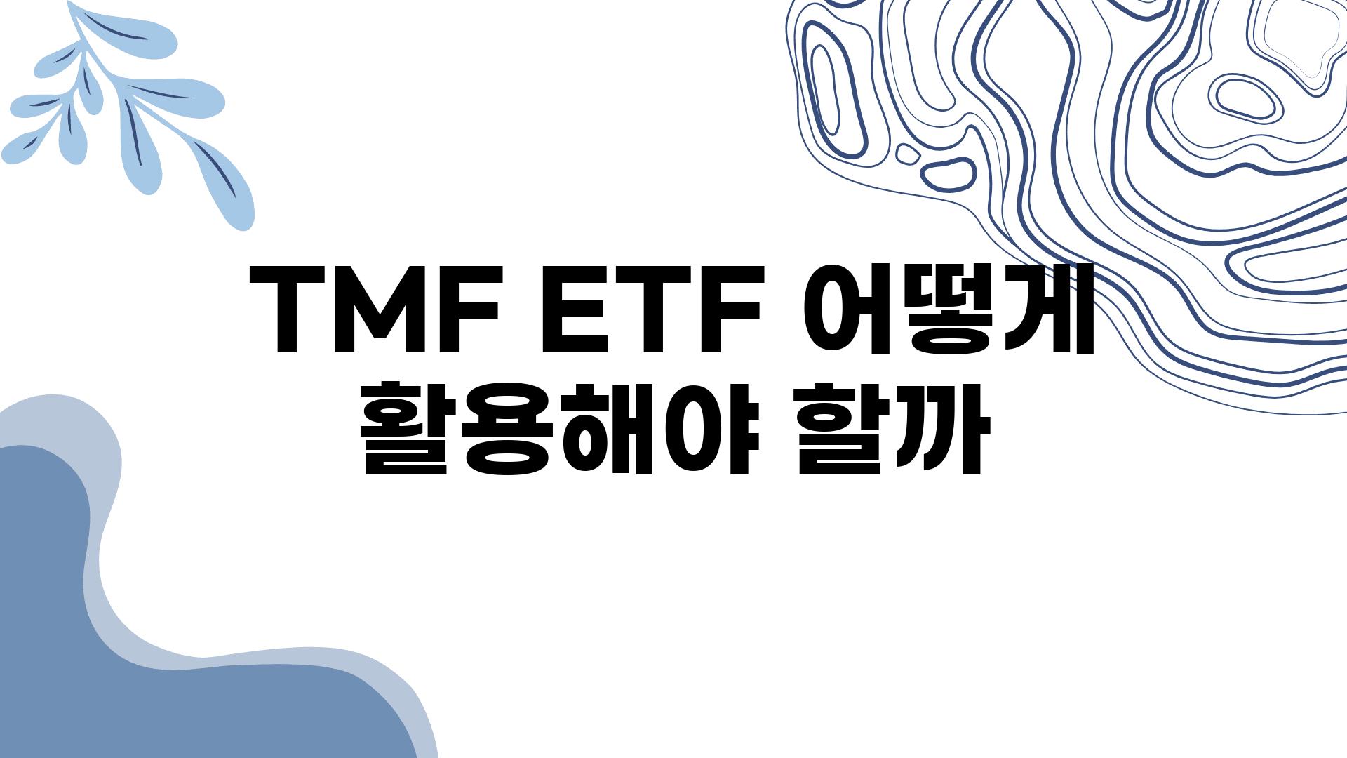 TMF ETF 어떻게 활용해야 할까