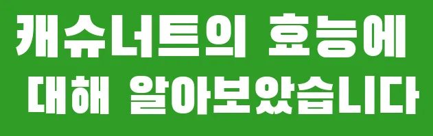 캐슈너트의 효능에 대해 알아보았습니다