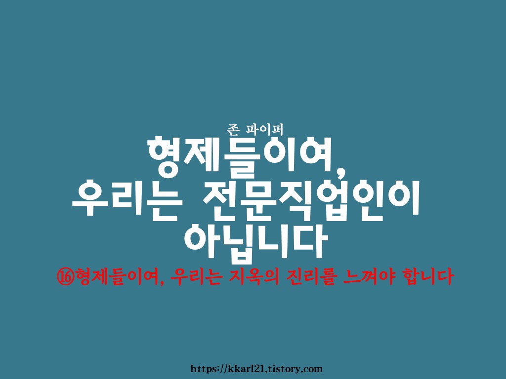  형제들이여, 우리는 전문직업인이 아닙니다⑯