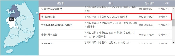 경기도 달빛어린이병원 위치 및 전화번호