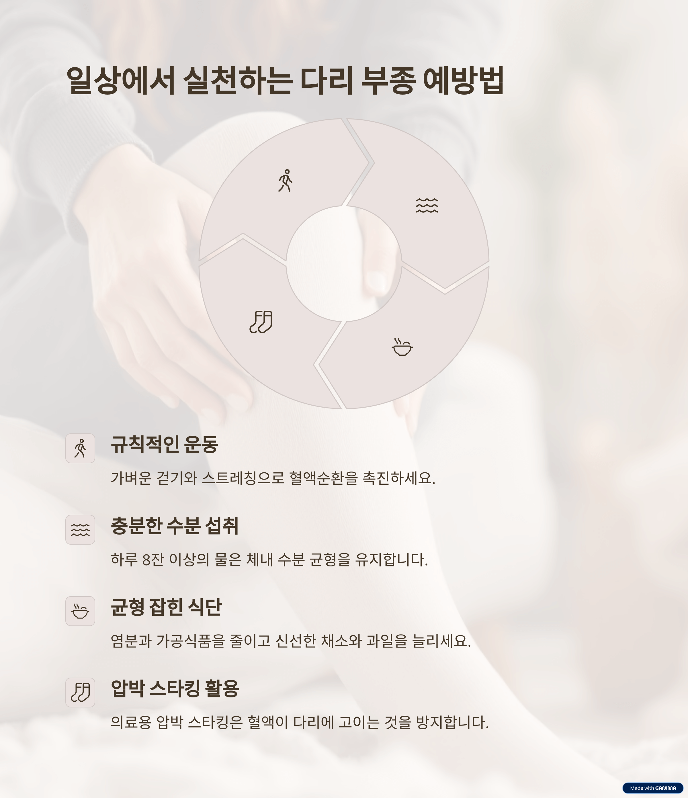 다리 부종 예방 및 관리: 건강한 습관 만들기