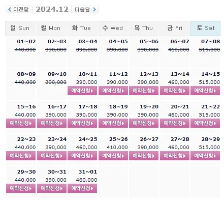 포라이즌cc 1박 2일 골프 패키지 가격 및 날씨 (12월 10일)