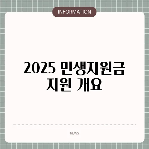 2025 민생지원금 지원 개요