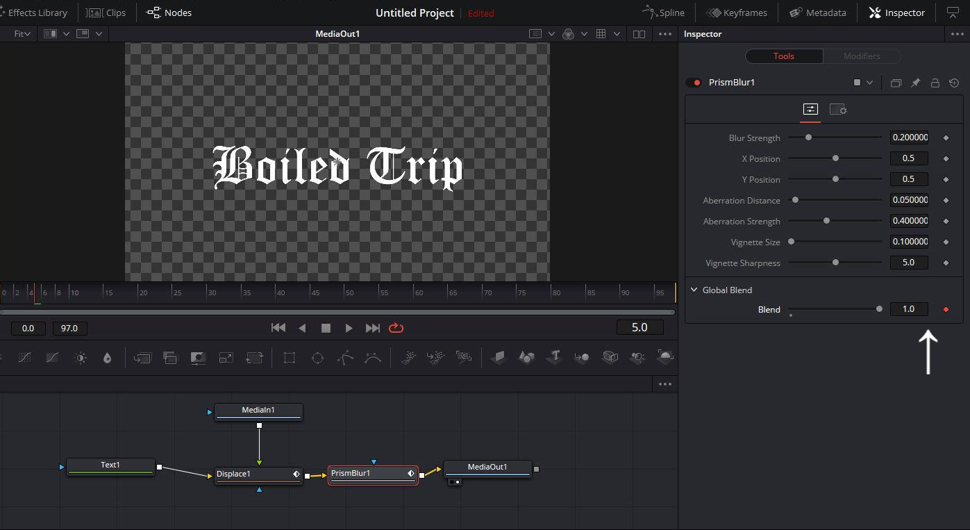 Prism blur 노드 키프레임 설정2